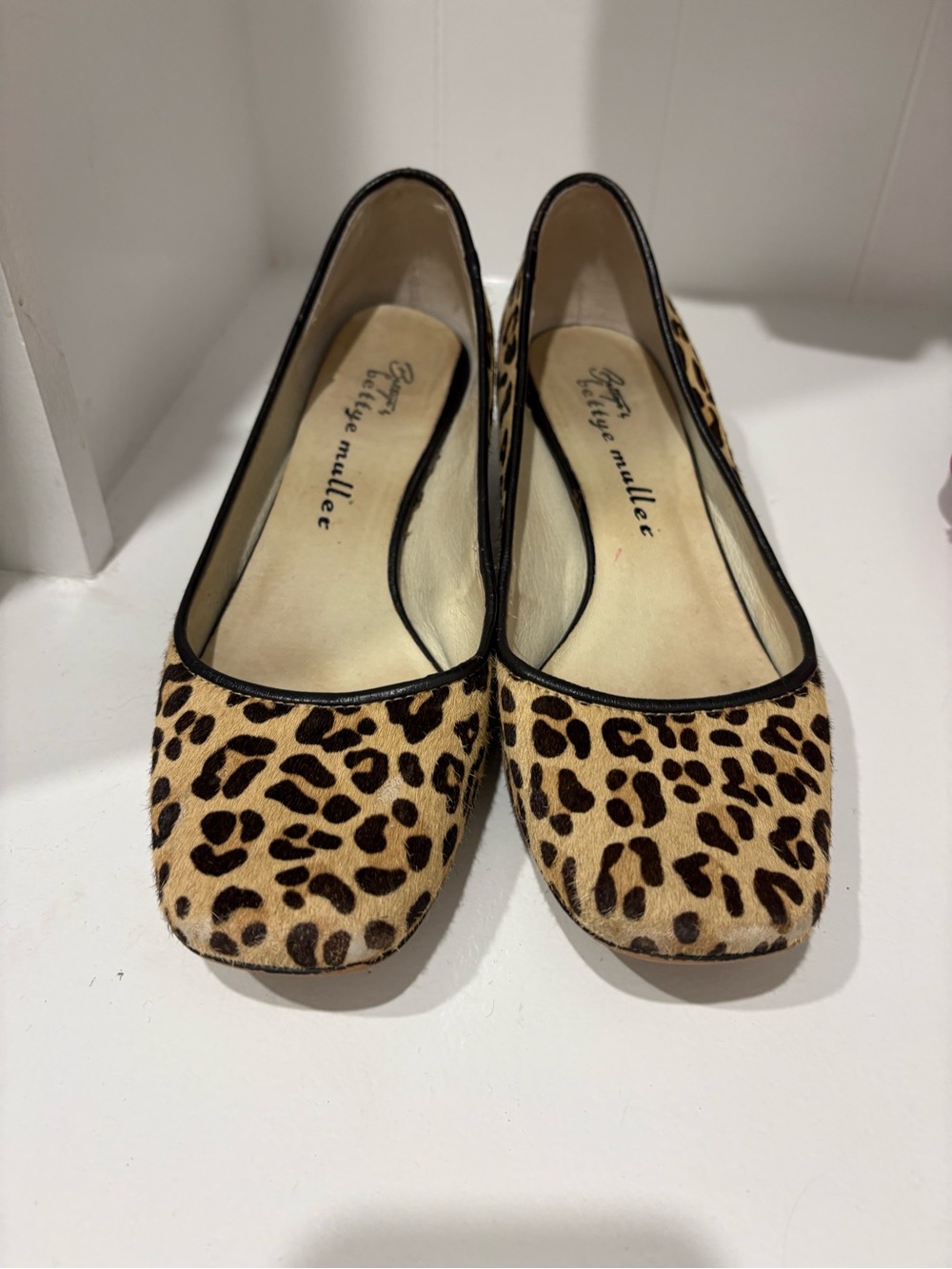 Bettye Muller Leopard-Print Heels in Tan and Black